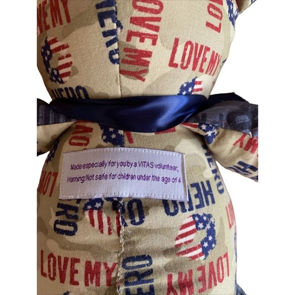 Love My Hero Veterans Plush Teddy Bear 18” Handmade By A VITAS Volunteer - Picture 4 of 8